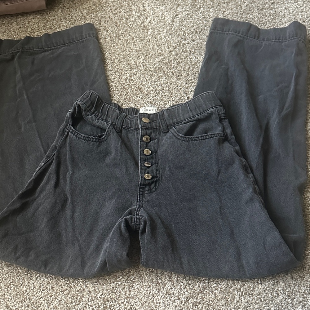 Forever 21 Wide Leg Pants - Charcoal Gray